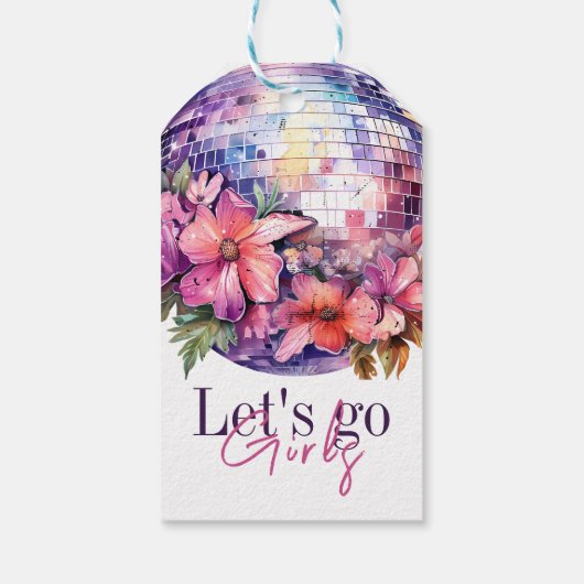 Laten we gaan meisjes roze laatste disco vrijgezel cadeaulabel (Achterkant)