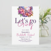 Laten we gaan meisjes roze laatste disco vrijgezel kaart (Staand voorkant)