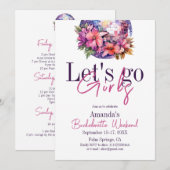 Laten we gaan meisjes roze laatste disco vrijgezel kaart (Voorkant / Achterkant)