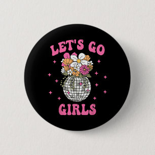 Laten we gaan Meisjes Team Bruid Floral Disco Bach Ronde Button 5,7 Cm