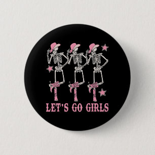 Laten we gaan Meisjes Westers Skelet Cowgirls vrij Ronde Button 5,7 Cm