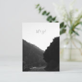 "Laten we gaan!" Mountain Road Trip Adventure B&W  Briefkaart (Staand voorkant)