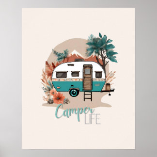 Laten we gaan op een avontuur Boho camper print