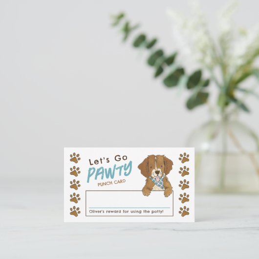 Laten we gaan Pawty Potty Training Rewards Punch K Visitekaartje (Staand voorkant)