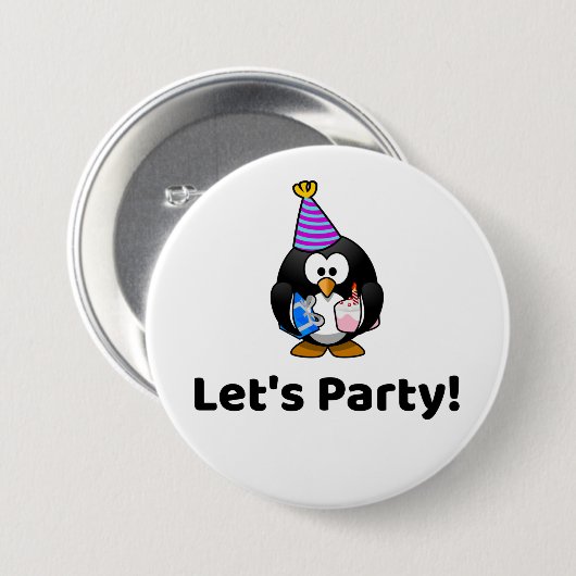 Laten we gaan. Penguin Ronde Button 7,6 Cm (Voorkant /achterkant)