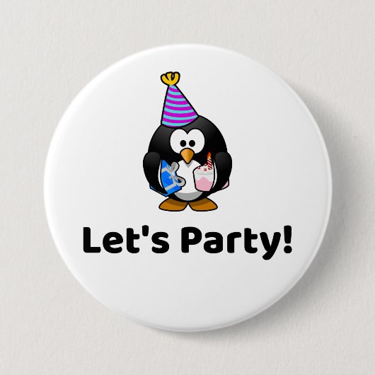 Laten we gaan. Penguin Ronde Button 7,6 Cm (Voorkant)