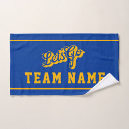 Laten we gaan Persoonlijk Team Rally Blauw en Goud Handdoek