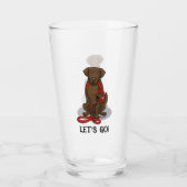 Laten we gaan! Platte Retriever Hond (lever) Glas (Achterkant)