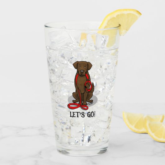 Laten we gaan! Platte Retriever Hond (lever) Glas (Achterkant ijs)