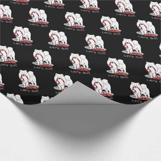 Laten we gaan! Samoyed & leash Cadeaupapier (Hoek)