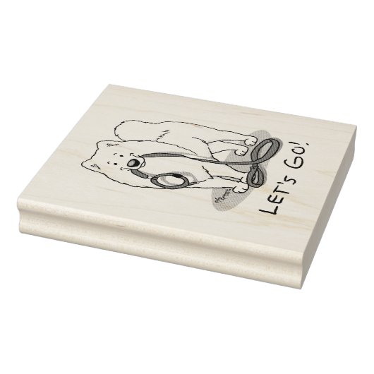 Laten we gaan! Samoyed & leash Rubberstempel (Stempel)