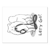 Laten we gaan! Samoyed & leash Rubberstempel (Afrduk)