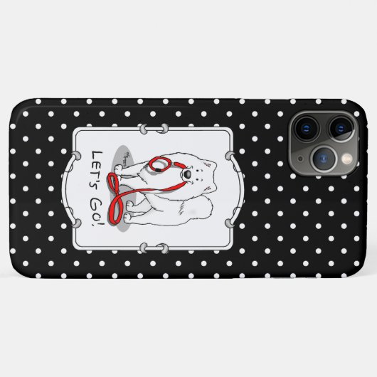 Laten we gaan! Samoyed w red leash Funny Case-Mate iPhone Case (Achterkant (horizontaal))