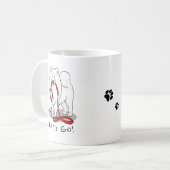 Laten we gaan! Samoyed w red leash Funny Koffiemok (Voorkant links)