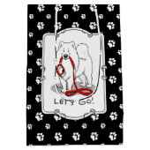 Laten we gaan! Samoyed w red leash Funny Medium Cadeauzakje (Achterkant)