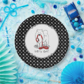 Laten we gaan! Samoyed w red leash Funny Papieren Bordje (Feest)