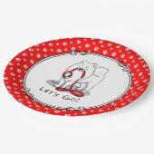 Laten we gaan! Samoyed w red leash Funny Papieren Bordje (Gekanteld)