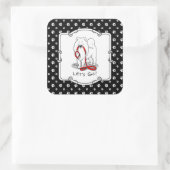 Laten we gaan! Samoyed w red leash Funny Vierkante Sticker (Tas)