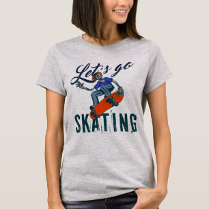 Laten we gaan schaatsen – Vintage Skateboard Straa T-shirt