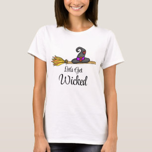 Laten we gaan schoppen Witch's Broom Halloween P T-shirt