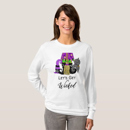 Laten we gaan schoppen | Witch's Broom T-shirt (Voorkant volledig)