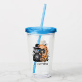 Laten we gaan schoppen | Zwarte heekkat Acryl Drinkbeker (Achterkant)