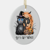 Laten we gaan schoppen | Zwarte heekkat Keramisch Ornament (Rechts)