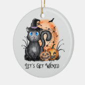 Laten we gaan schoppen | Zwarte heekkat Keramisch Ornament (Links)