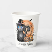 Laten we gaan schoppen | Zwarte heekkat Papieren Bekers (Voorkant)