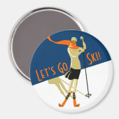 Laten we gaan skiën!  design skiërs magneet (Voorkant / Achterkant)