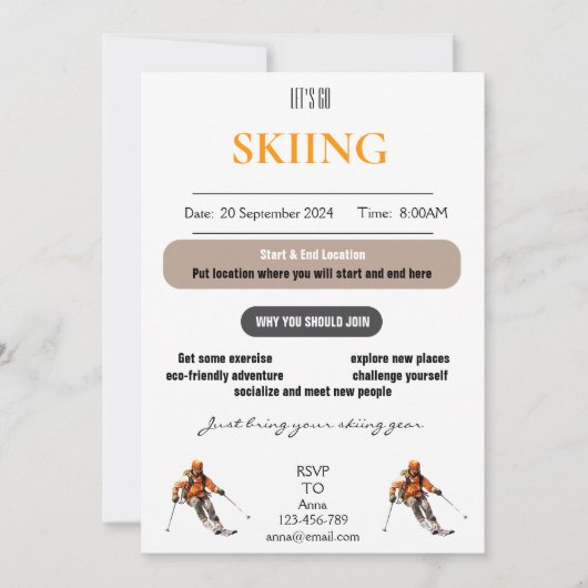 Laten we gaan skiën Invitation Kaart (Voorkant)