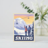 Laten we gaan skiën  Print Briefkaart (Staand voorkant)