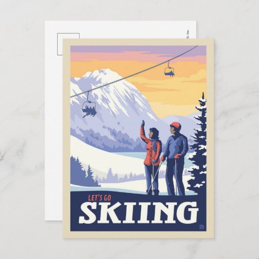 Laten we gaan skiën Print Briefkaart (Voorkant / Achterkant)