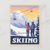 Laten we gaan skiën Print Briefkaart (Voorkant)