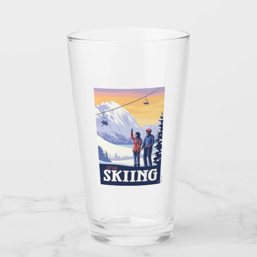 Laten we gaan skiën  Print Glas (Voorkant)