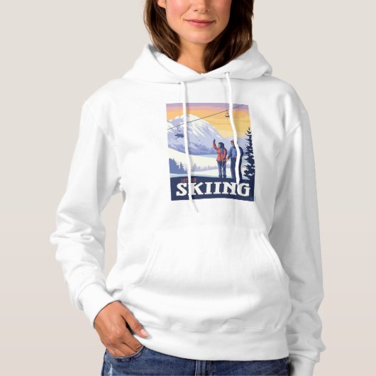 Laten we gaan skiën Print Hoodie (Voorkant)