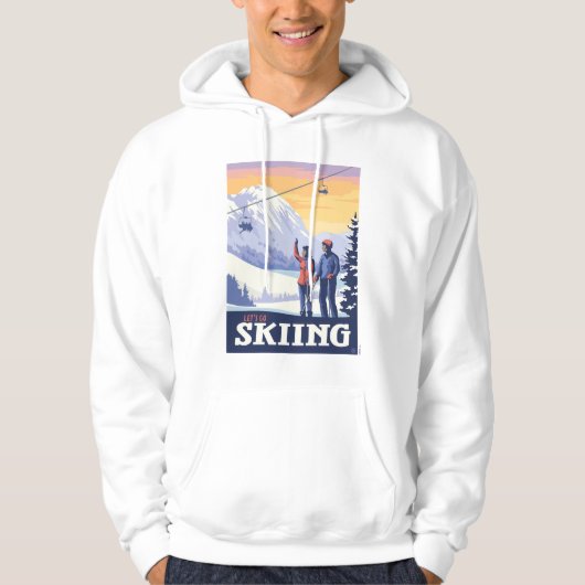 Laten we gaan skiën  Print Hoodie (Voorkant)