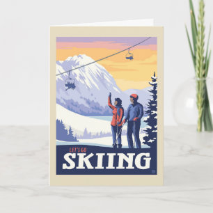 Laten we gaan skiën Print Kaart