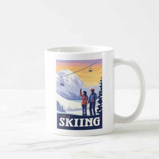 Laten we gaan skiën  Print Koffiemok (Rechts)