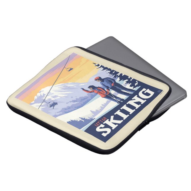 Laten we gaan skiën  Print Laptop Sleeve (Voorkant top)