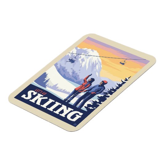 Laten we gaan skiën  Print Magneet (Linkerzijde)