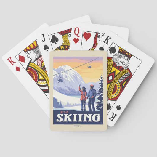 Laten we gaan skiën  Print Pokerkaarten (Achterkant)