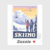 Laten we gaan skiën Print Sticker (Vel)