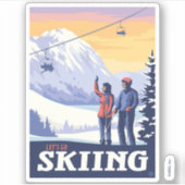 Laten we gaan skiën Print Sticker (Voorkant)