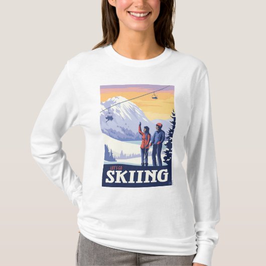 Laten we gaan skiën Print T-shirt (Voorkant)