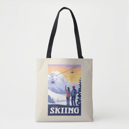 Laten we gaan skiën  Print Tote Bag (Voorkant)