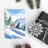 Laten we gaan skiën | Waterverf in de winter Briefkaart
