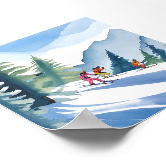 Laten we gaan skiën | Waterverf in de winter Poster (Hoek)