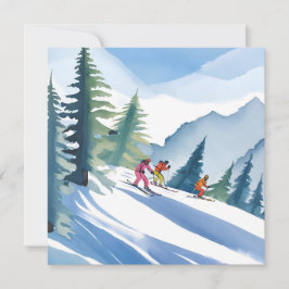 Laten we gaan skiën | Winter Watercolor Card