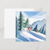 Laten we gaan skiën | Winter Waterverf Kaart (Voorkant / Achterkant)